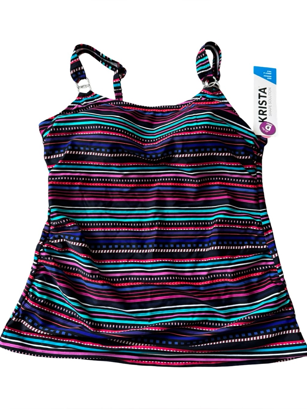 Krista Shape Solution Tankini Top XL Multicolor Stripe Waist Minimizer NWT